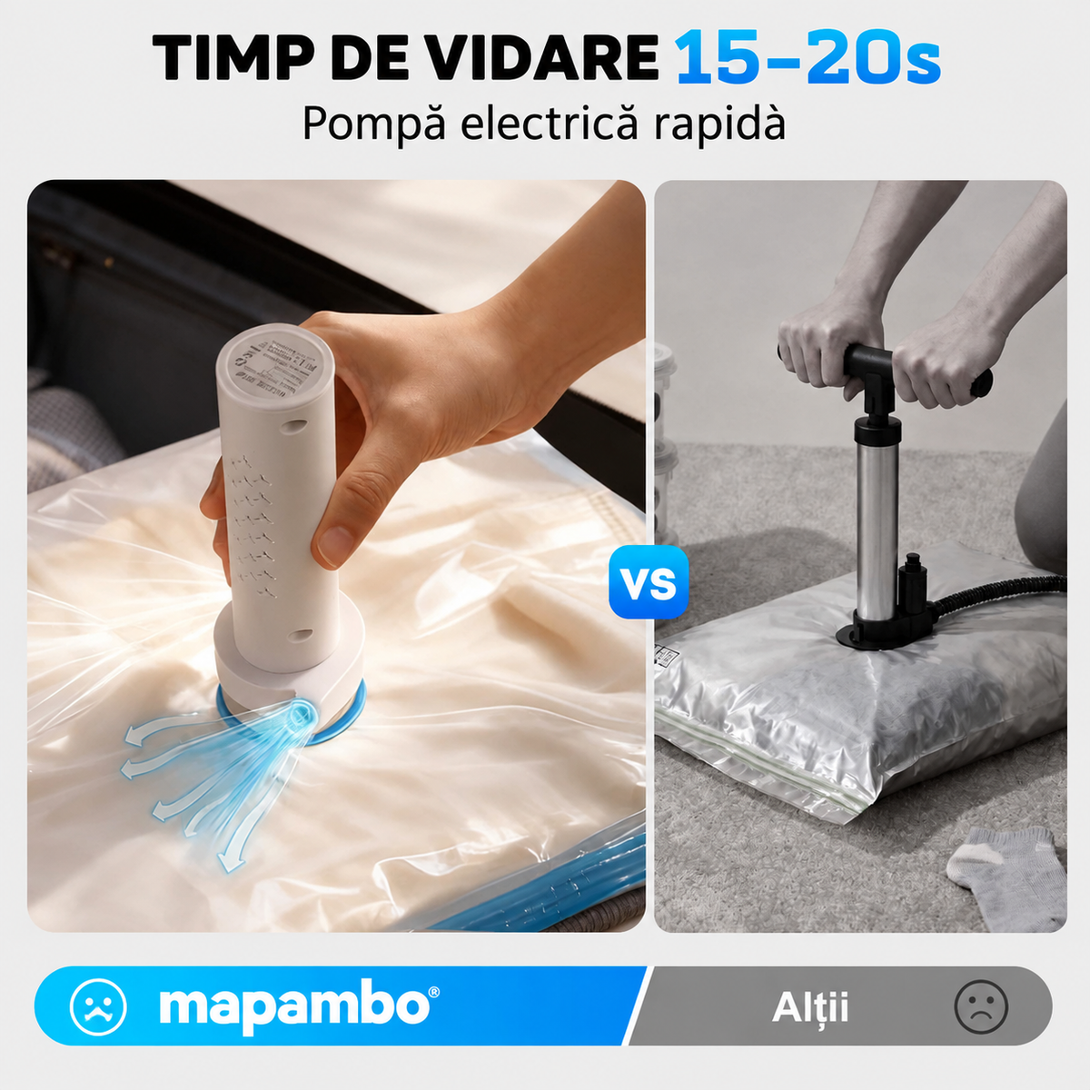 Saci de depozitare cu vid si aspirator USB